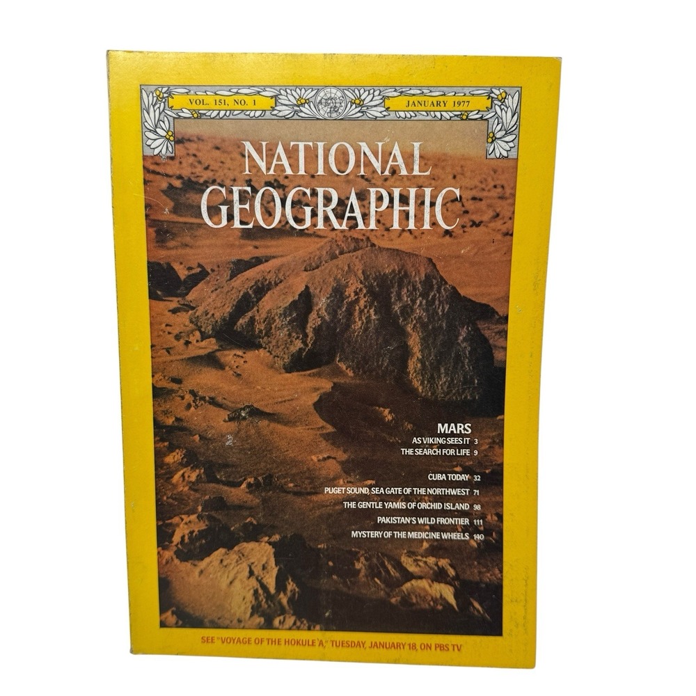 National Geographic Magazine January 1977, Mars, Cuba, Puget Sound, Pakistan‎